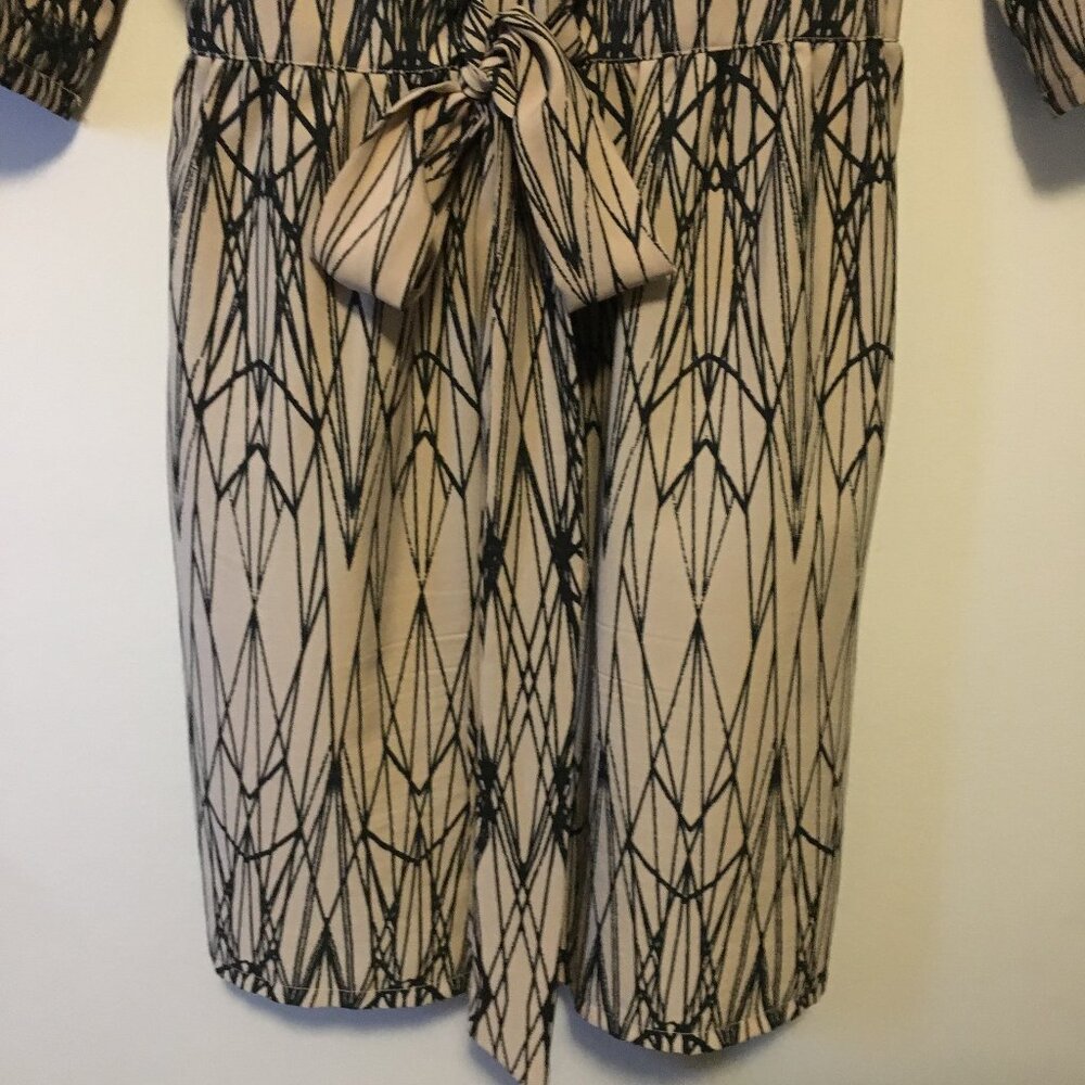 Presley Skye Retro 70s Geometric Tesseract Wrap Dress Tie Back Small - Picture 7 of 15